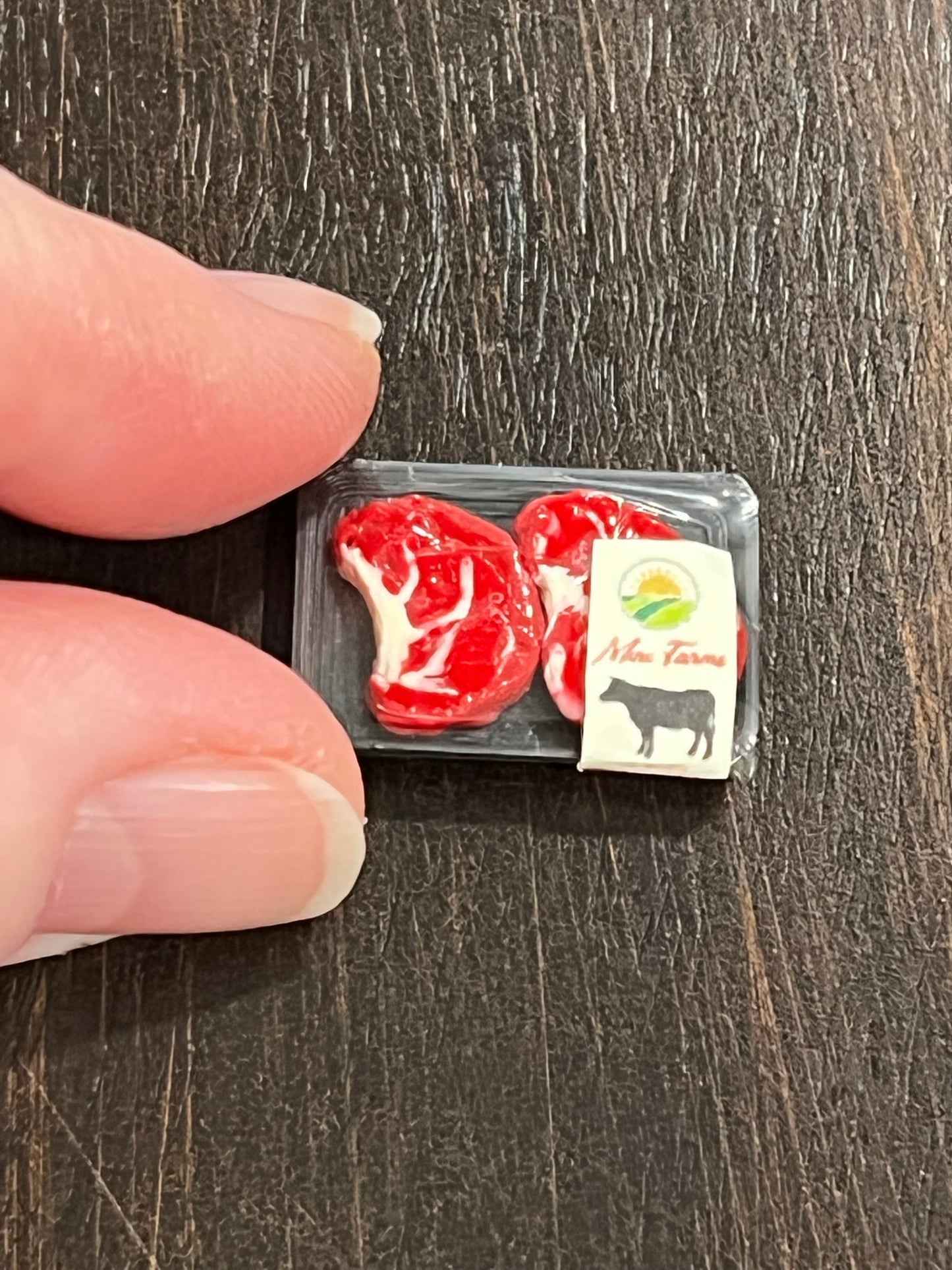 Dollhouse Miniature Steaks | 1-12 Scale Beef Groceries | Polymer Clay Food