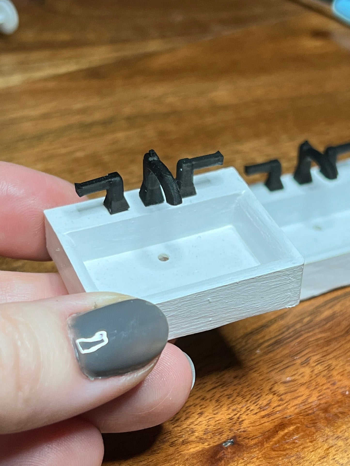 3-Piece Miniature Dollhouse Bath Faucet and Handles | Mini Bath Tap | 3D Printed Faucet for Mini Scene or Diorama