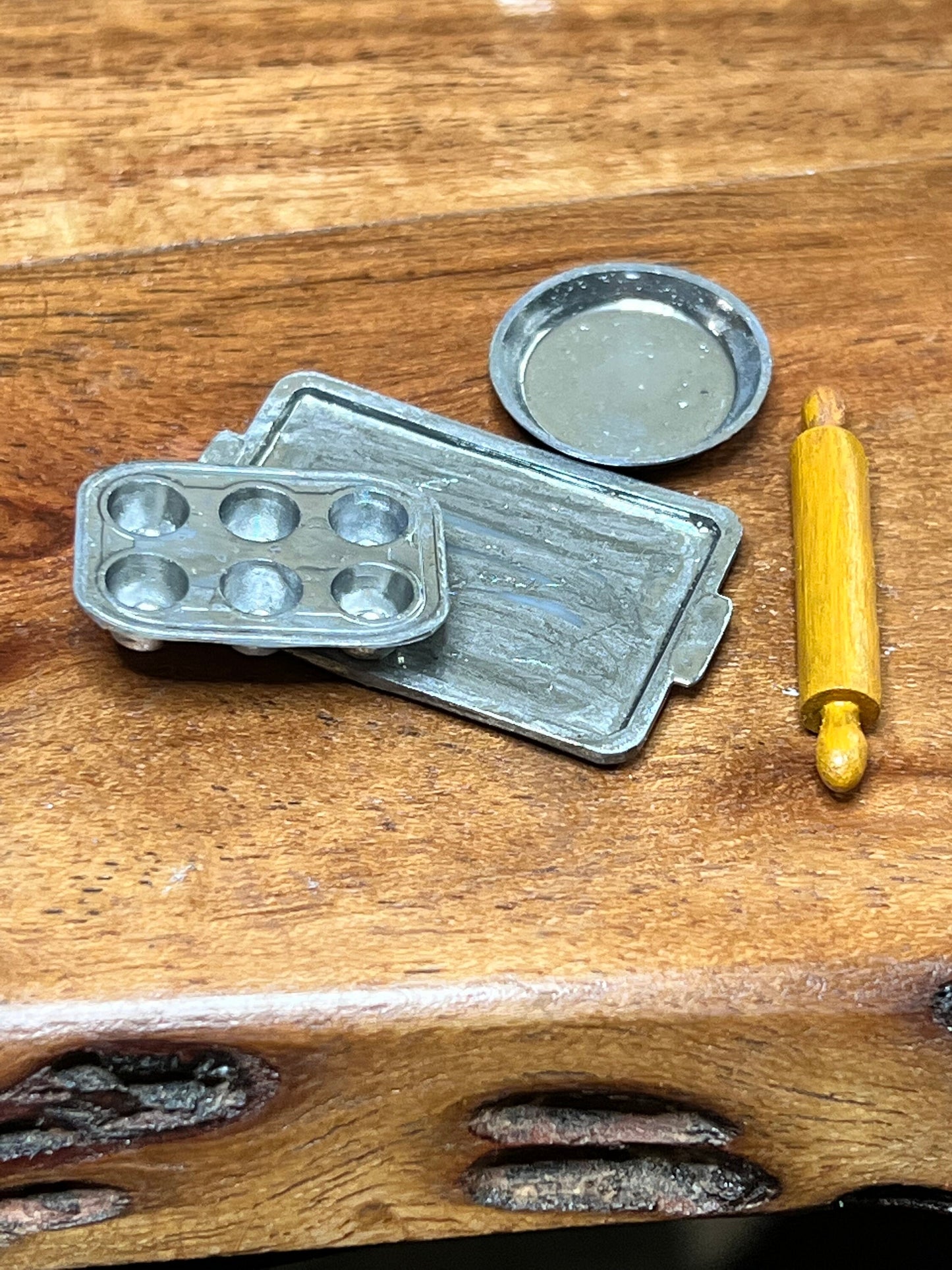 STL File - Dollhouse Miniature Baking Set for 3D Resin Printing | 1:12 Scale Pie Pan, Cookie Sheet, Muffin Tin, Rolling Pin