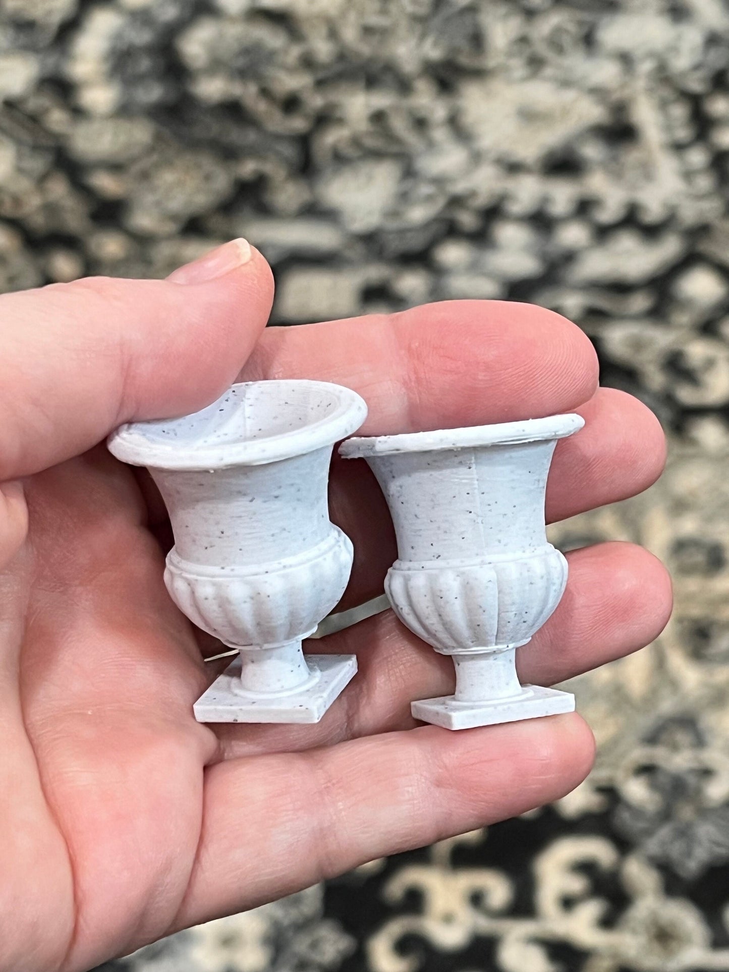 1:12 Scale Dollhouse Urn Style Planters | Set of 2 Outdoor Miniature Garden Decor | Miniature Scene and Diorama Accessories