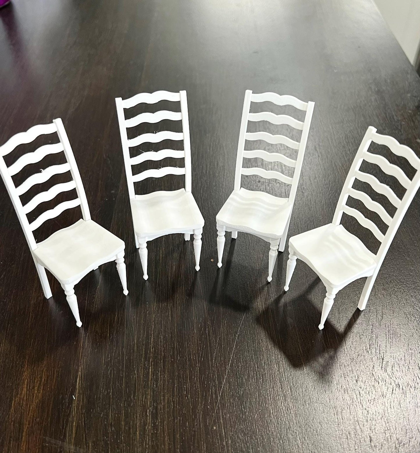 Dollhouse Miniature Dining Chairs | 1:12 Scale 3D Printed Mini Ladderback Chairs
