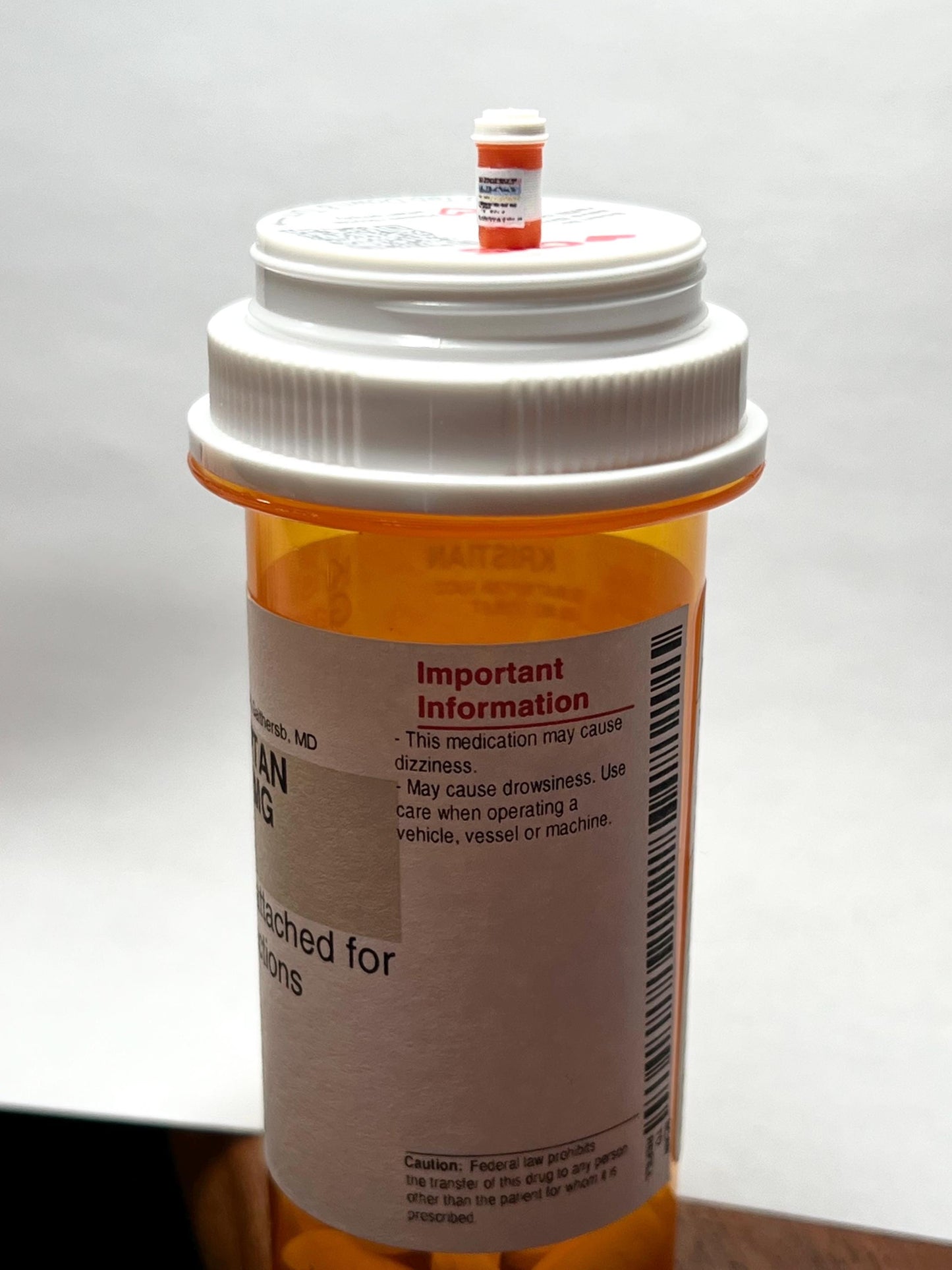 Set of 2 Miniature Prescription Pill Bottles | Dollhouse 1/12 Scale | Mini Rx