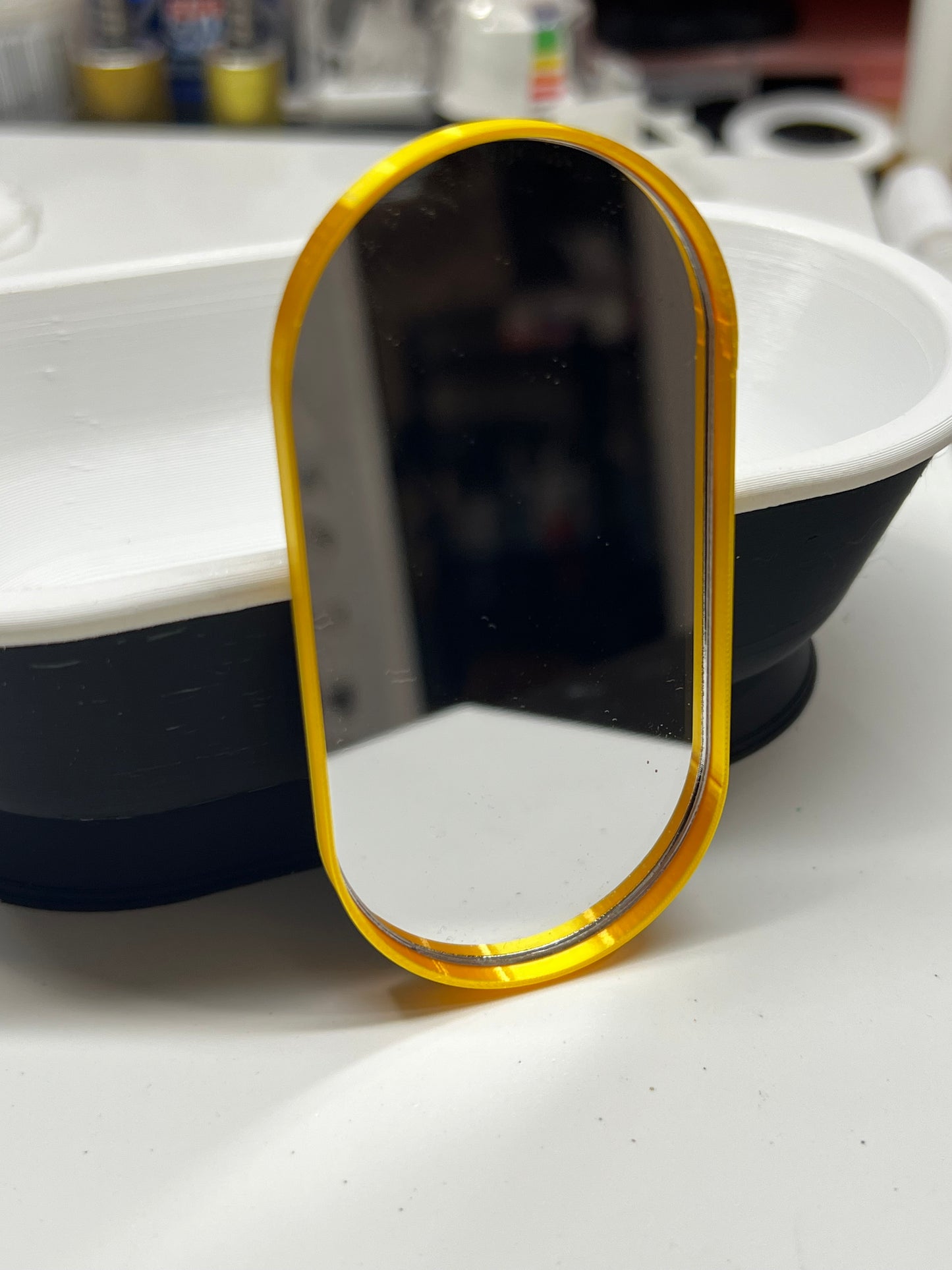 Miniature 1:12 Scale Oval Mirror | Pill-shaped Dollhouse Bathroom Mirror