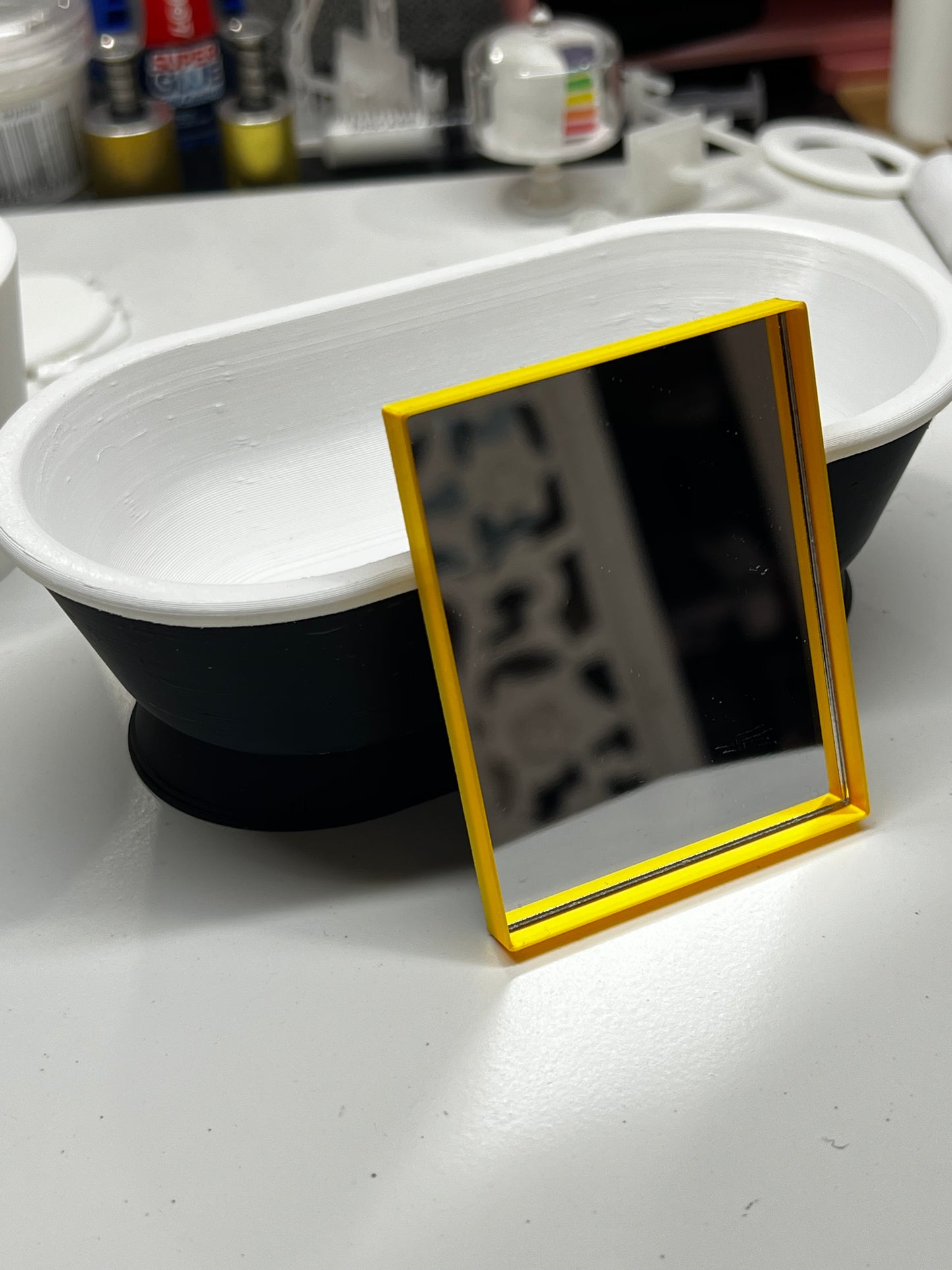 Miniature Rectangular Bathroom Mirror | 1:12 Scale Dollhouse Vanity Mirror
