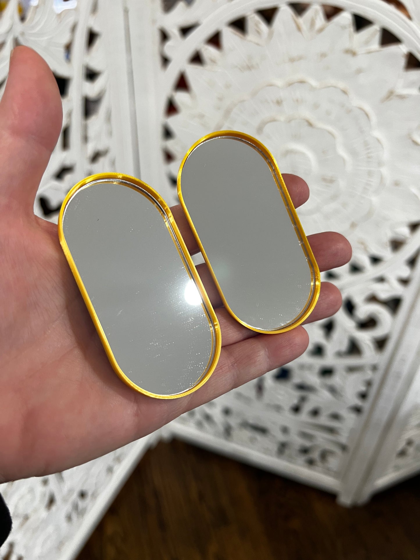 Miniature 1:12 Scale Oval Mirror | Pill-shaped Dollhouse Bathroom Mirror