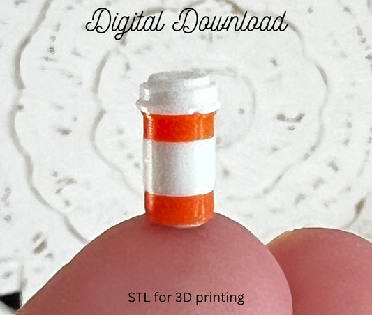 STL File - Miniature Prescription Pill Bottle | 1/12 Scale | Digital Download | Print in Resin or Filament