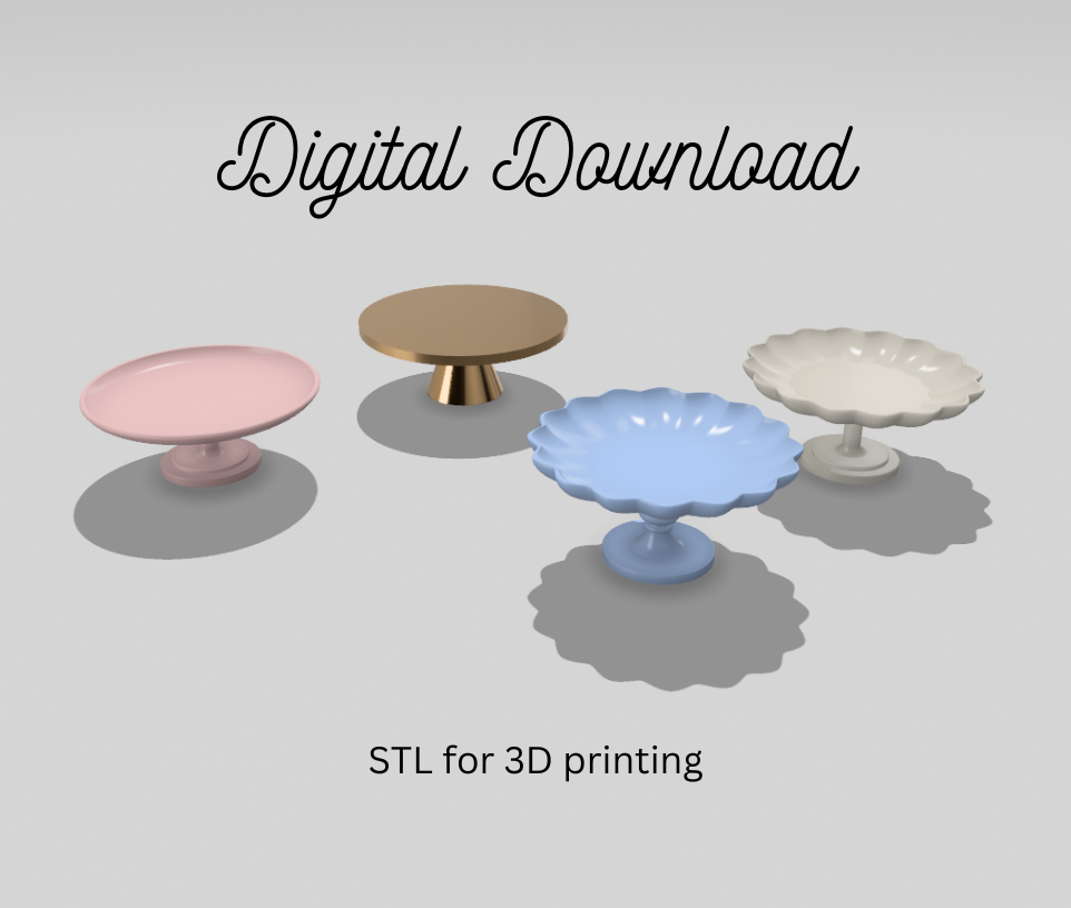STL File - Miniature Cake Stands | Dollhouse Kitchen Accessories | File for 3D Printing