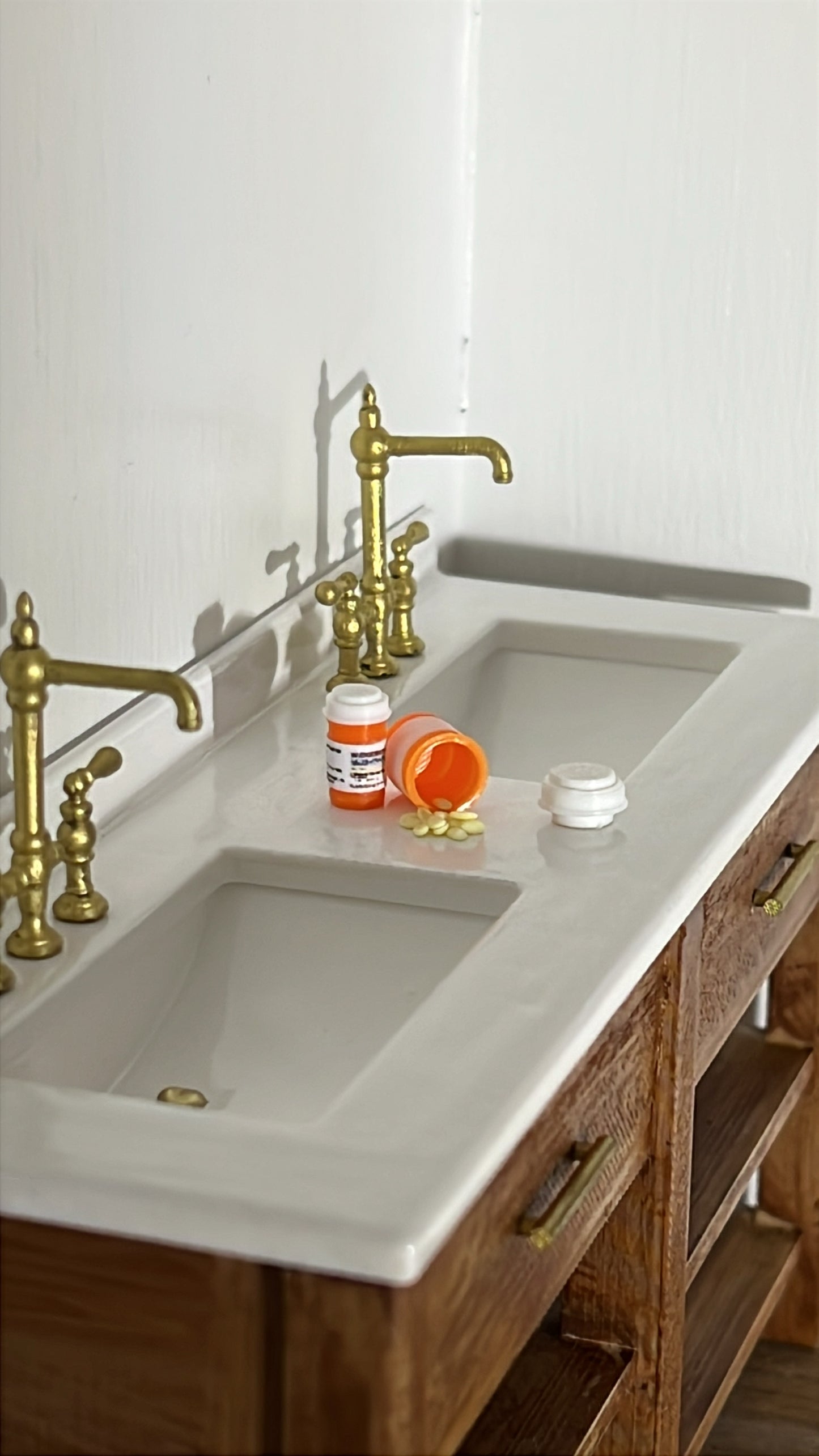 Miniature 1:12 Scale H-style Traditional Dollhouse Bath Faucet | Mini Scene or Diorama Decor