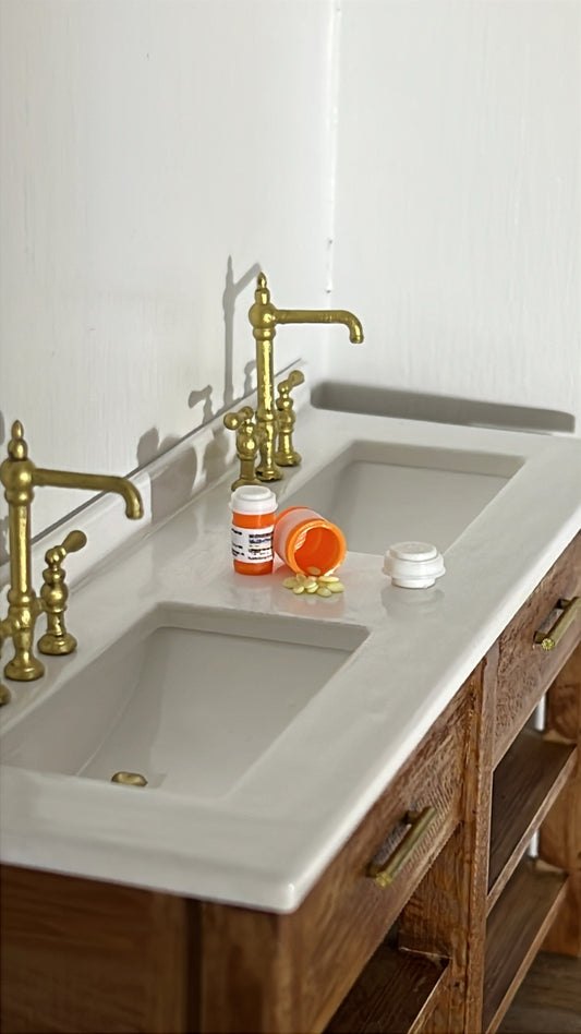 Miniature 1:12 Scale H-style Traditional Dollhouse Bath Faucet | Mini Scene or Diorama Decor