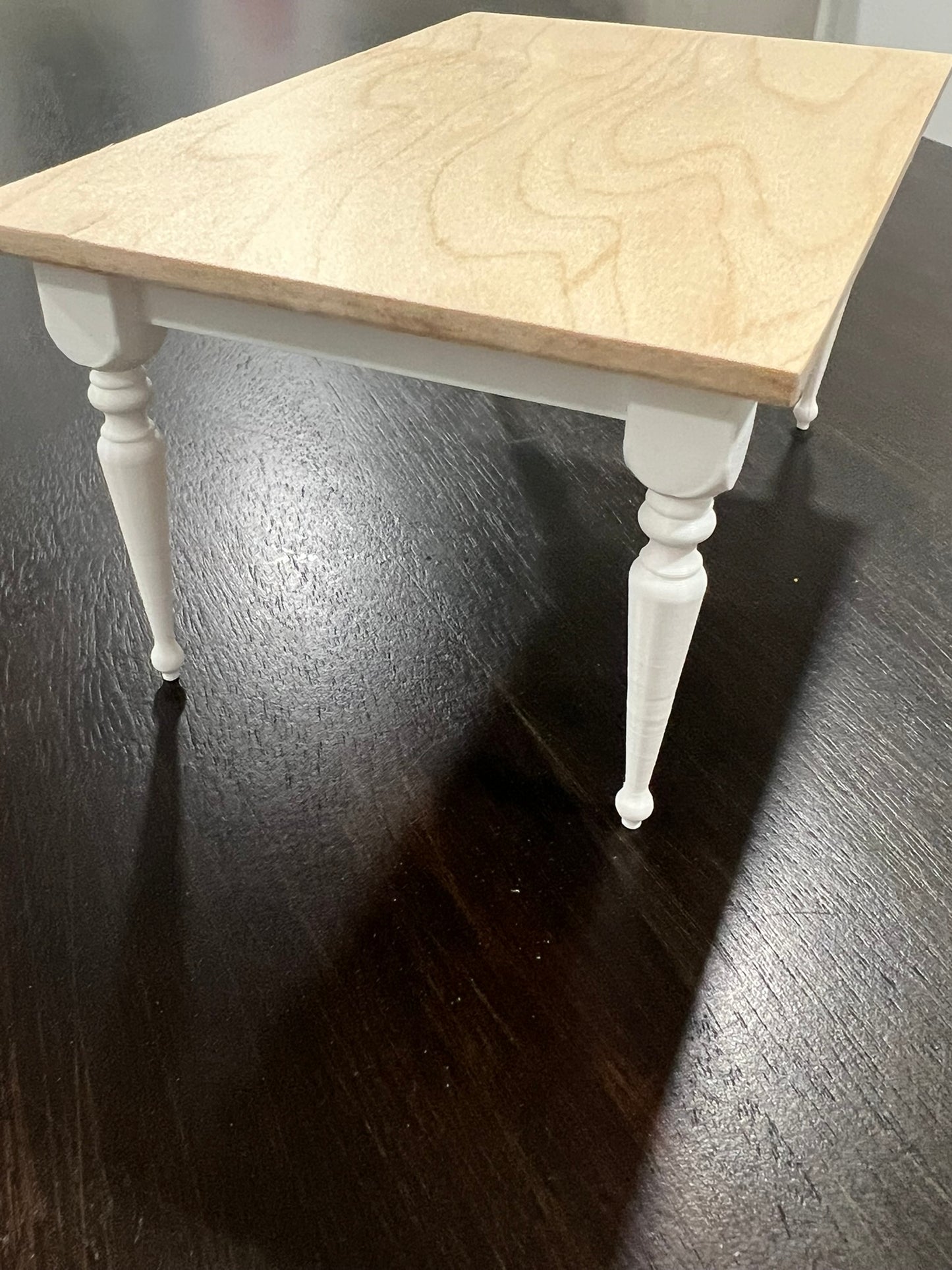 Miniature Dollhouse Turned Leg Table | 1:12 Scale Rustic Farmhouse Dining Table