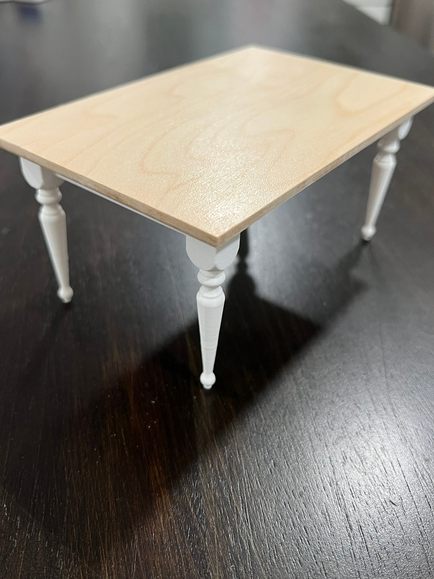 Miniature Dollhouse Turned Leg Table | 1:12 Scale Rustic Farmhouse Dining Table