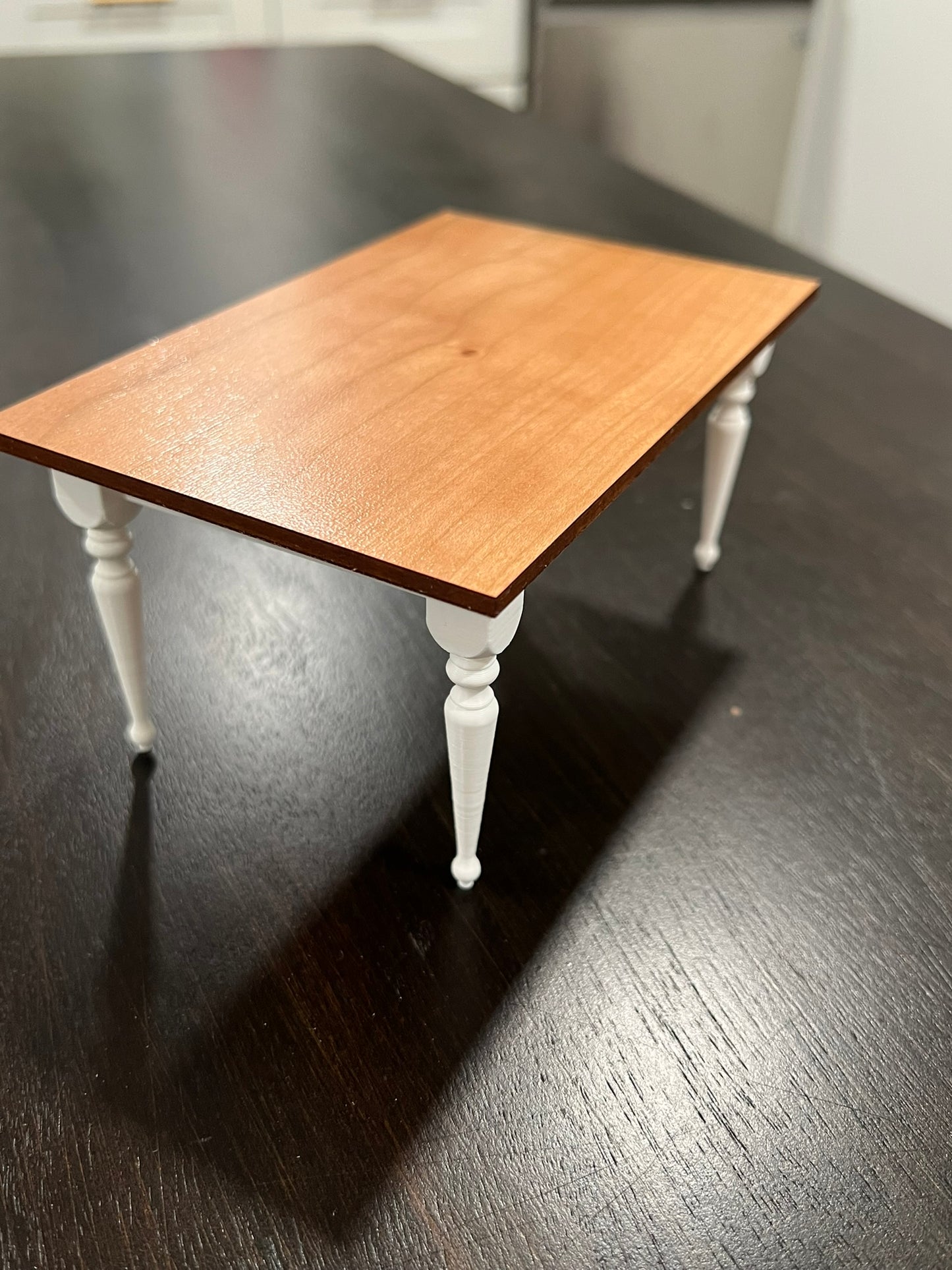 Miniature Dollhouse Turned Leg Table | 1:12 Scale Rustic Farmhouse Dining Table