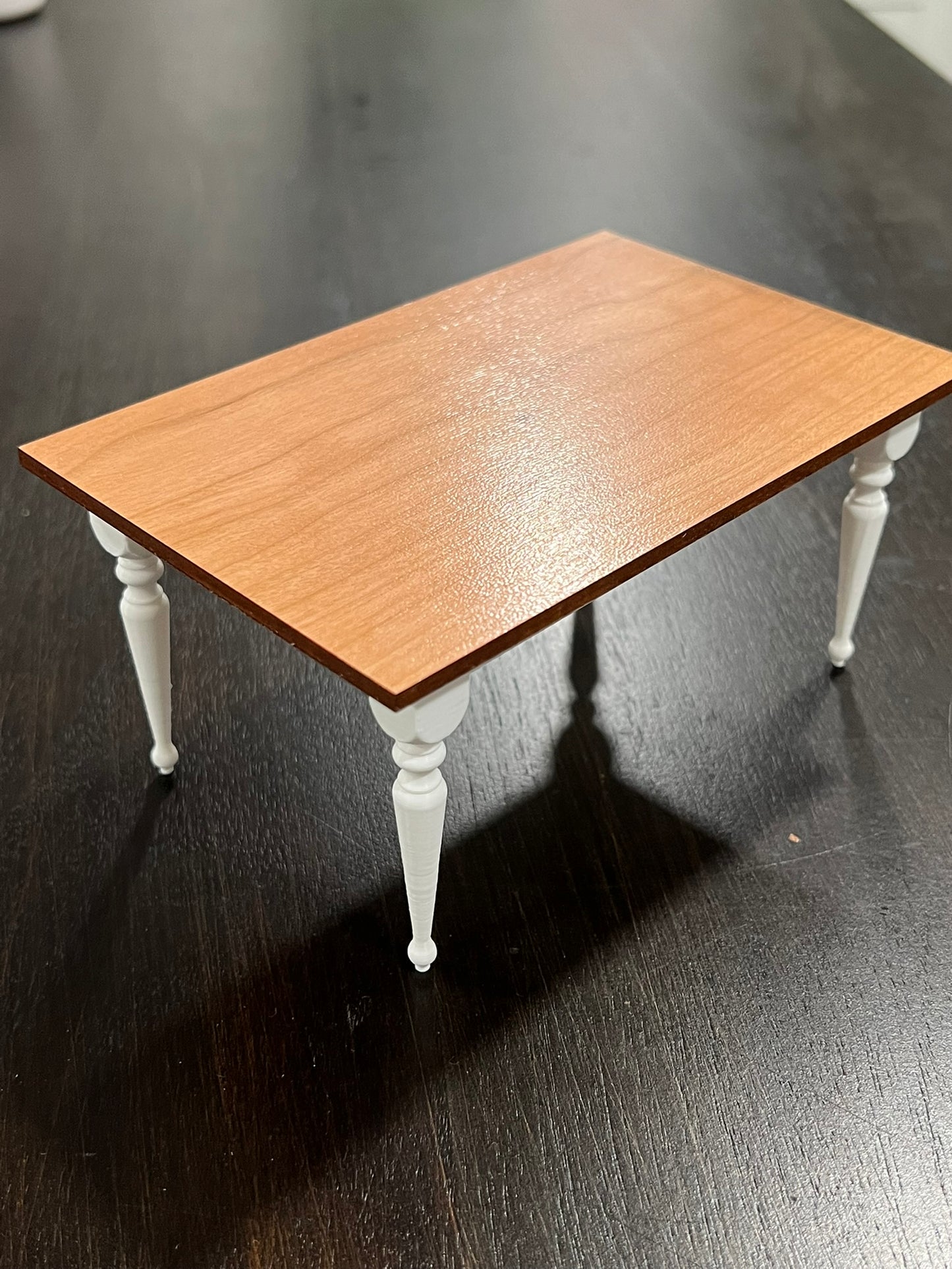 Miniature Dollhouse Turned Leg Table | 1:12 Scale Rustic Farmhouse Dining Table