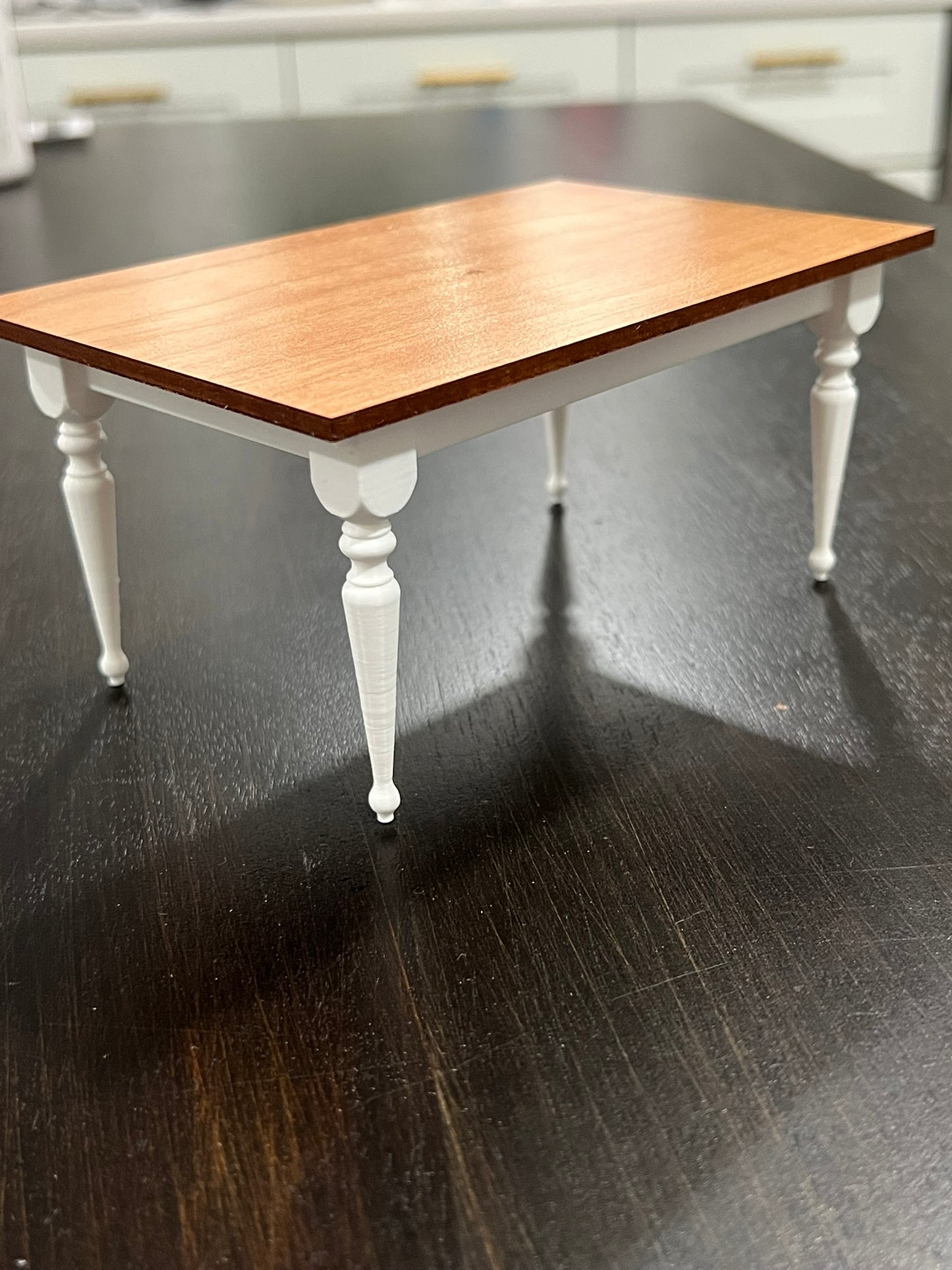 Miniature Dollhouse Turned Leg Table | 1:12 Scale Rustic Farmhouse Dining Table
