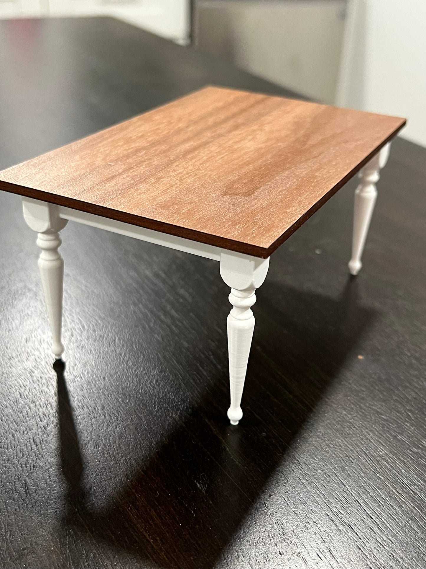 Miniature Dollhouse Turned Leg Table | 1:12 Scale Rustic Farmhouse Dining Table