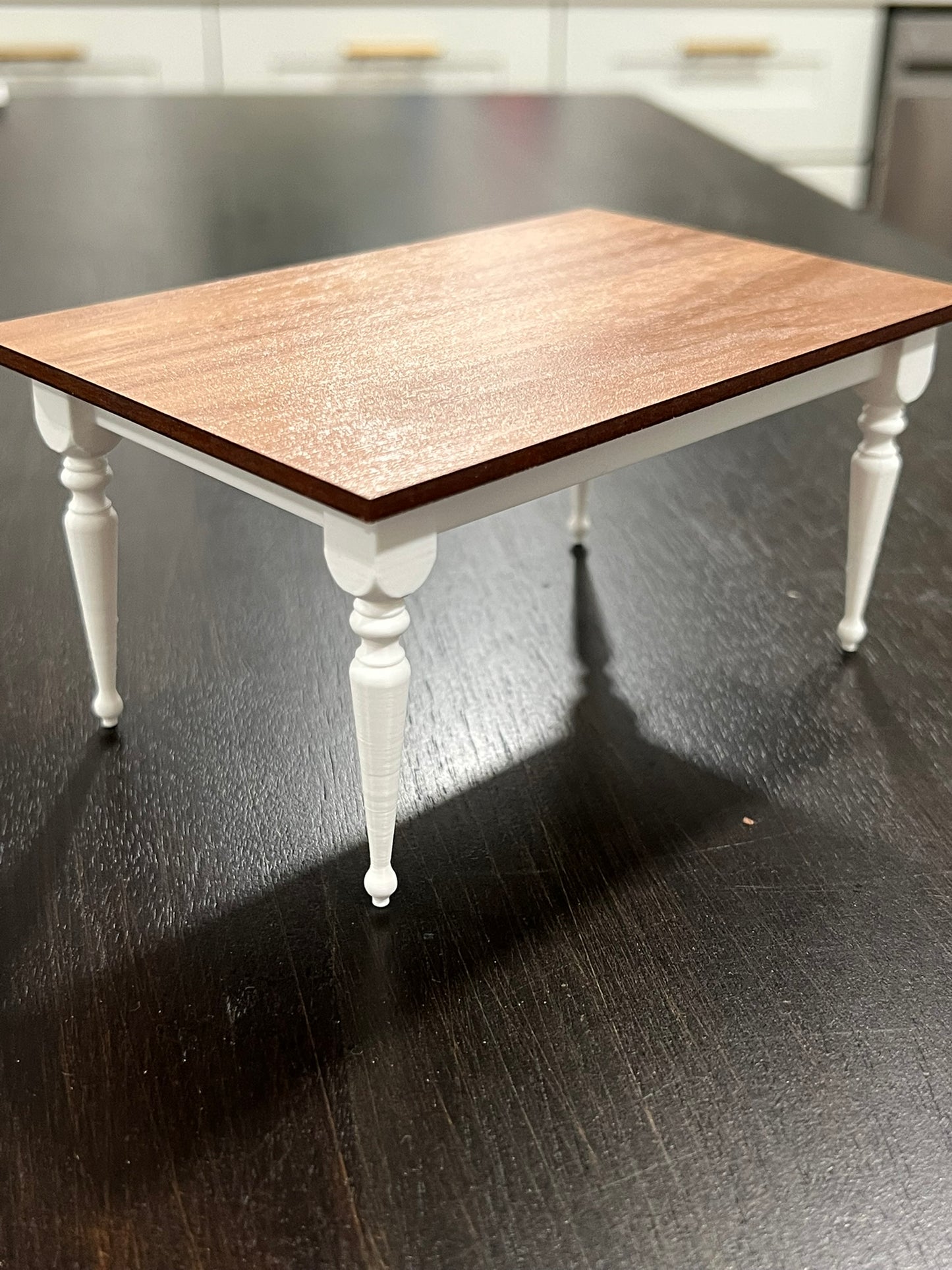 Miniature Dollhouse Turned Leg Table | 1:12 Scale Rustic Farmhouse Dining Table
