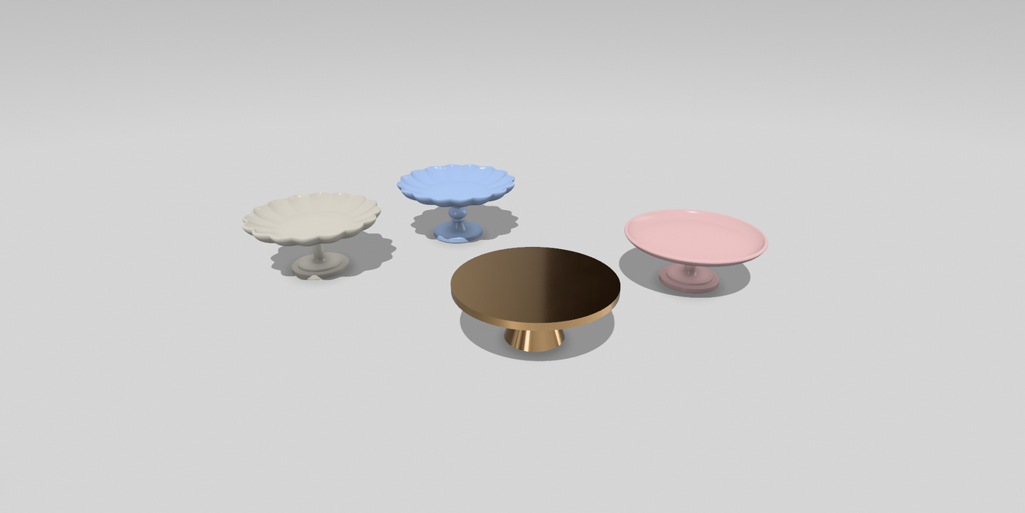 STL File - Miniature Cake Stands | Dollhouse Kitchen Accessories | File for 3D Printing