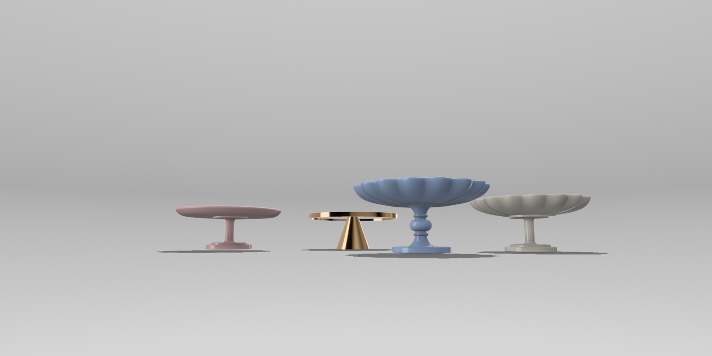 STL File - Miniature Cake Stands | Dollhouse Kitchen Accessories | File for 3D Printing