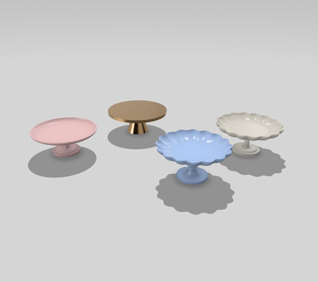 STL File - Miniature Cake Stands | Dollhouse Kitchen Accessories | File for 3D Printing