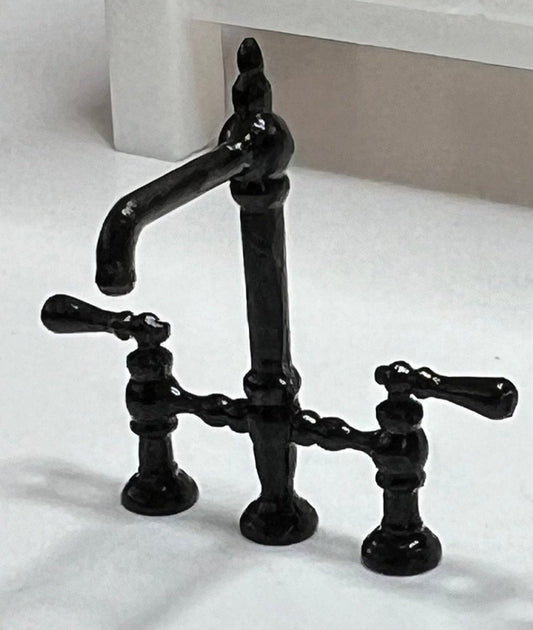 Miniature 1:12 Scale H-style Traditional Dollhouse Bath Faucet | Mini Scene or Diorama Decor