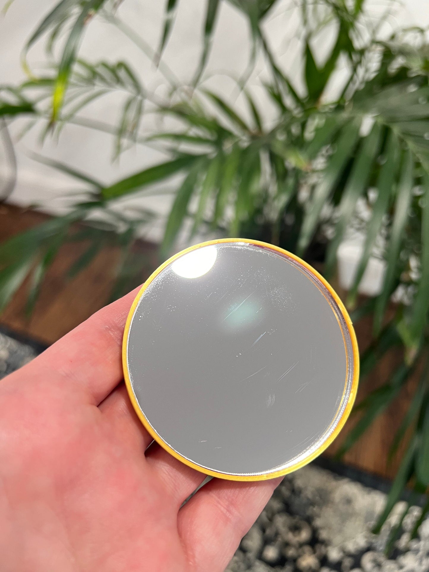 Dollhouse Miniature 1:12 Scale Round Mirror | Sleek Modern Minimalist Mini | Black, Gold Decor |  Mini Scene, Diorama Props | Deepset Mirror