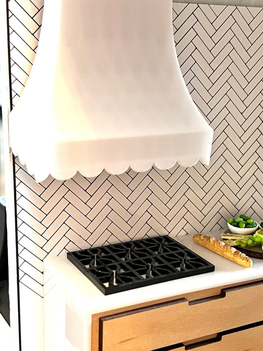 Miniature Scalloped Edge Flared Vent Hood | 1:12 Scale Dollhouse Kitchen Decor