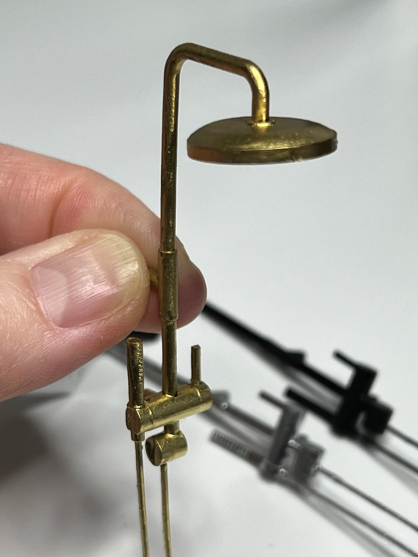 Miniature Dollhouse Wall Shower and Drain Set | 3D Printed 1:12 Scale Wall and Hand Shower and Drain | Round or Square Head and Drain