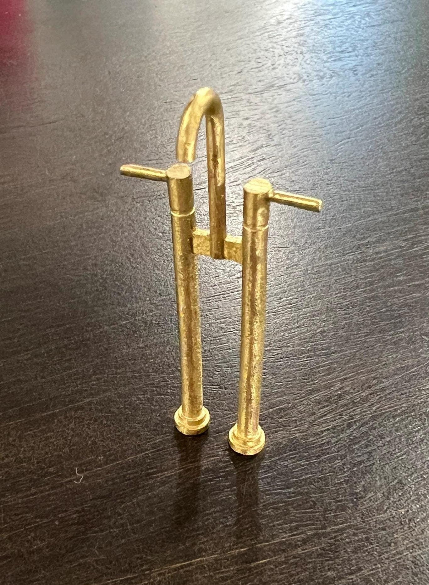 Dollhouse Miniature Tub Faucet | 1:12 Scale Free-standing Bath Tap | 3D Printed Resin