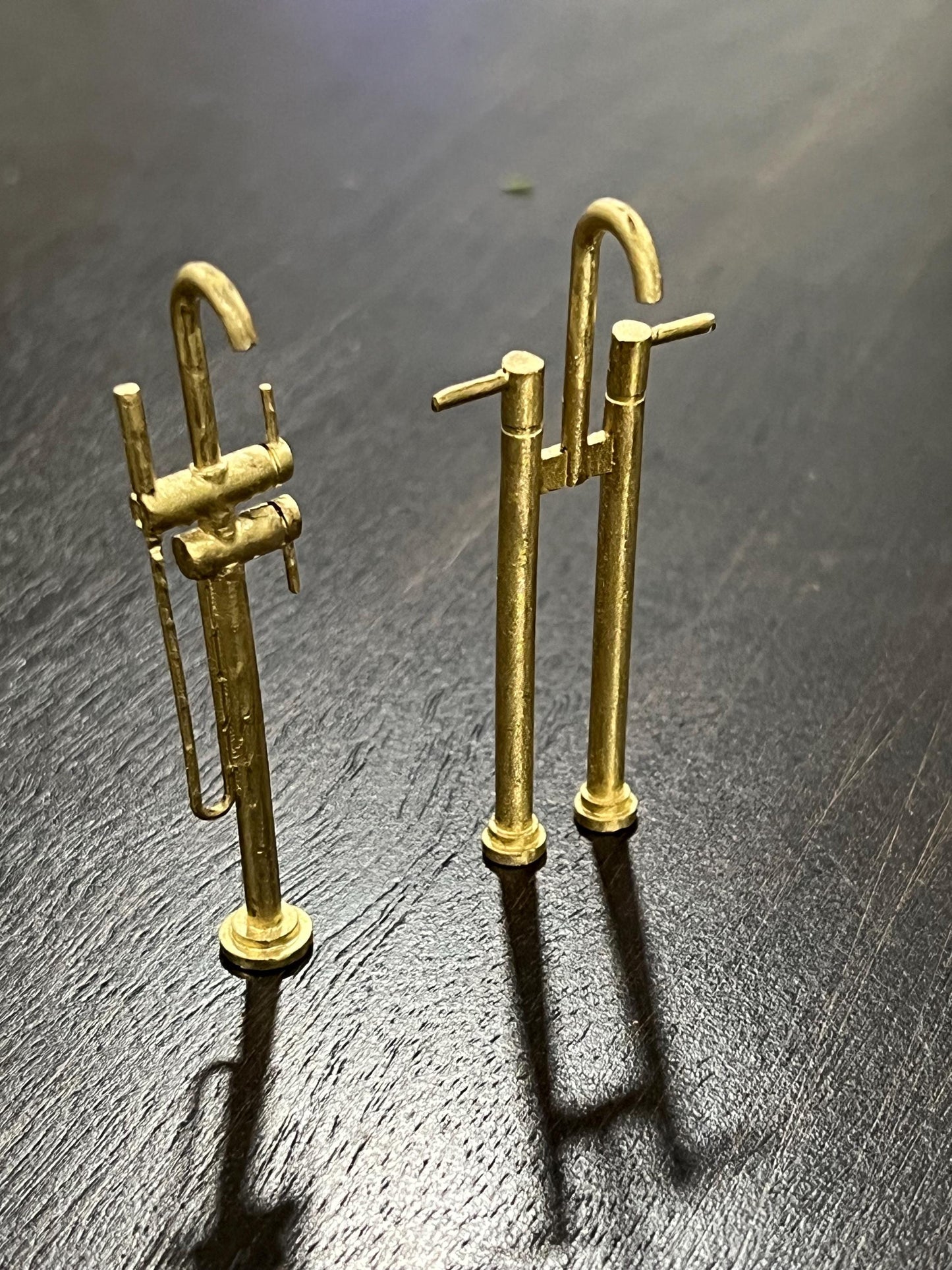 Dollhouse Miniature Tub Faucet | 1:12 Scale Free-standing Bath Tap | 3D Printed Resin