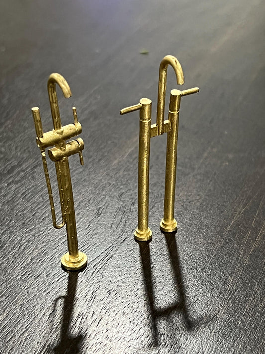 Dollhouse Miniature Tub Faucet | 1:12 Scale Free-standing Bath Tap | 3D Printed Resin