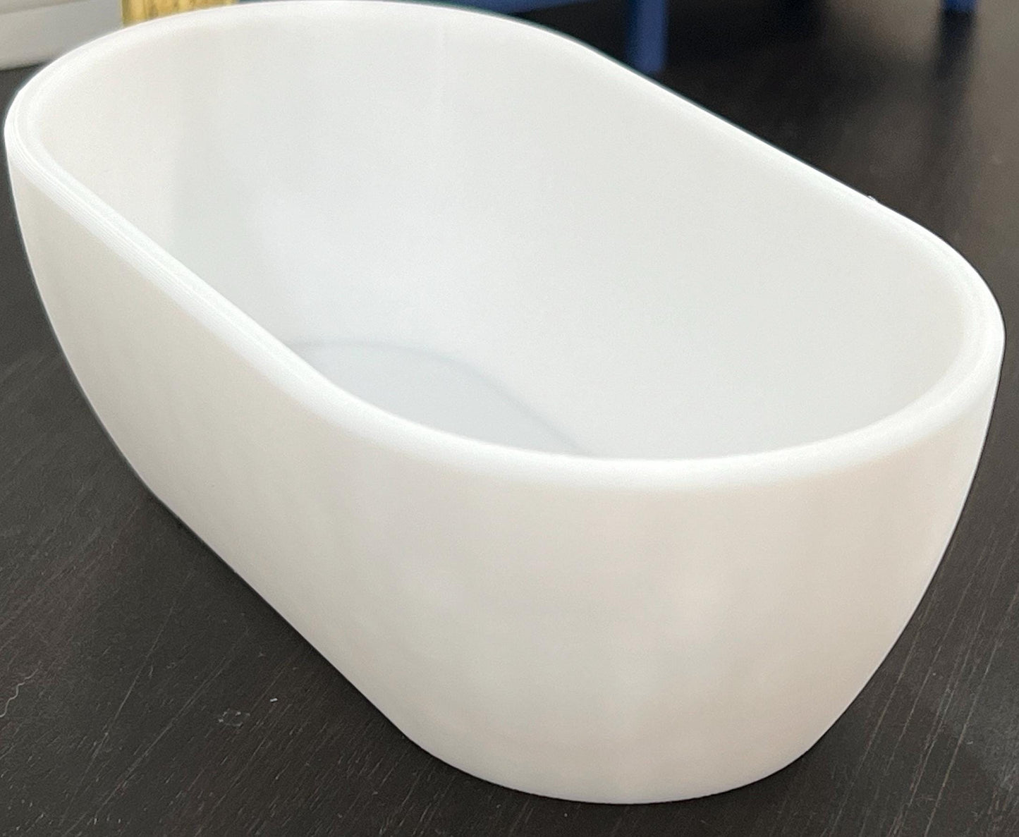 Miniature Dollhouse Bathtub | 1:12 Scale 3D Printed Bath | Oval Tub with Rounded Bowl Sides | Bundle with Standing Faucet | Modern Minis