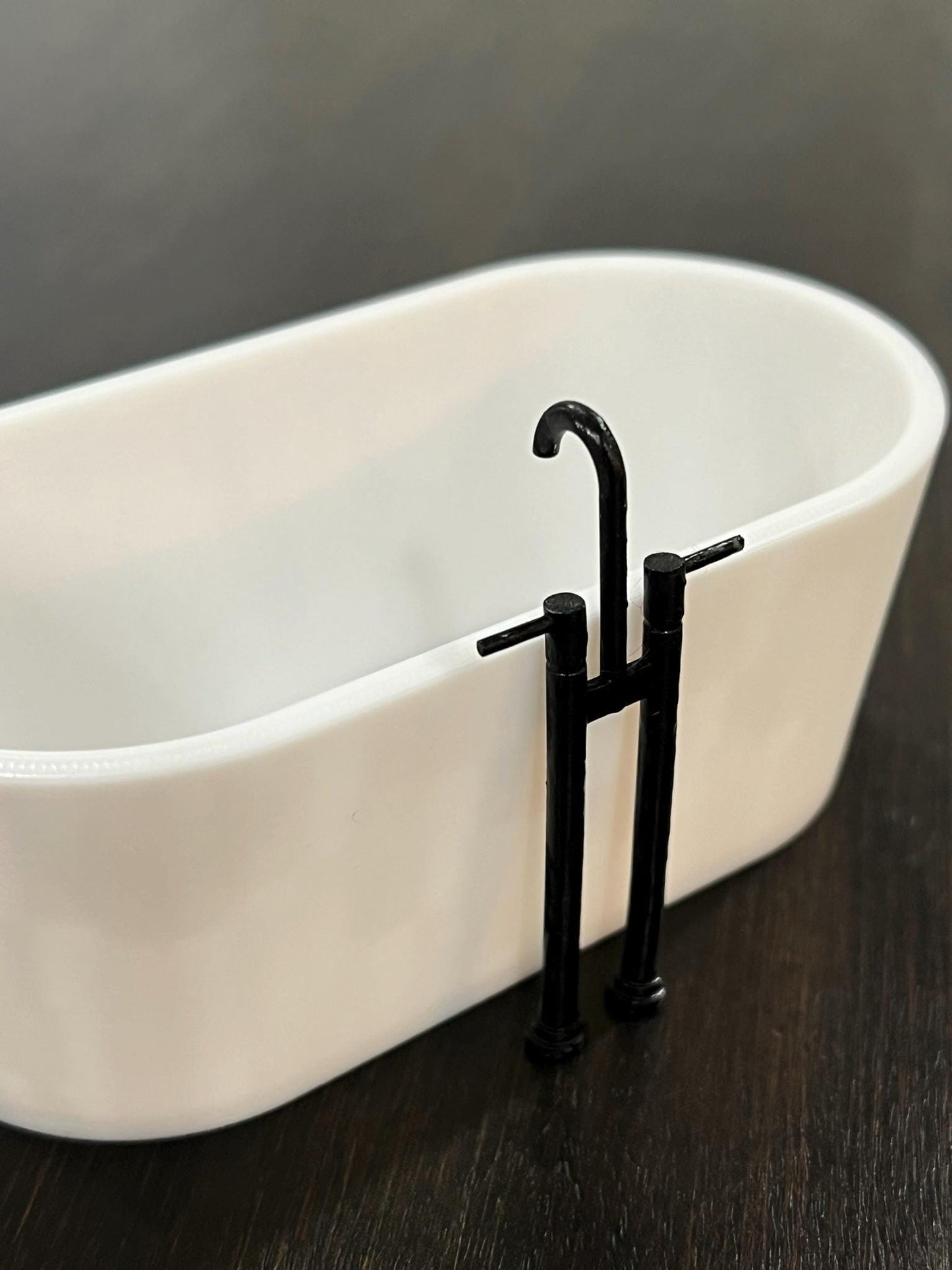 Miniature Dollhouse Bathtub | 1:12 Scale 3D Printed Bath | Oval Tub with Straight Sides | Option to Bundle with Standing Faucet