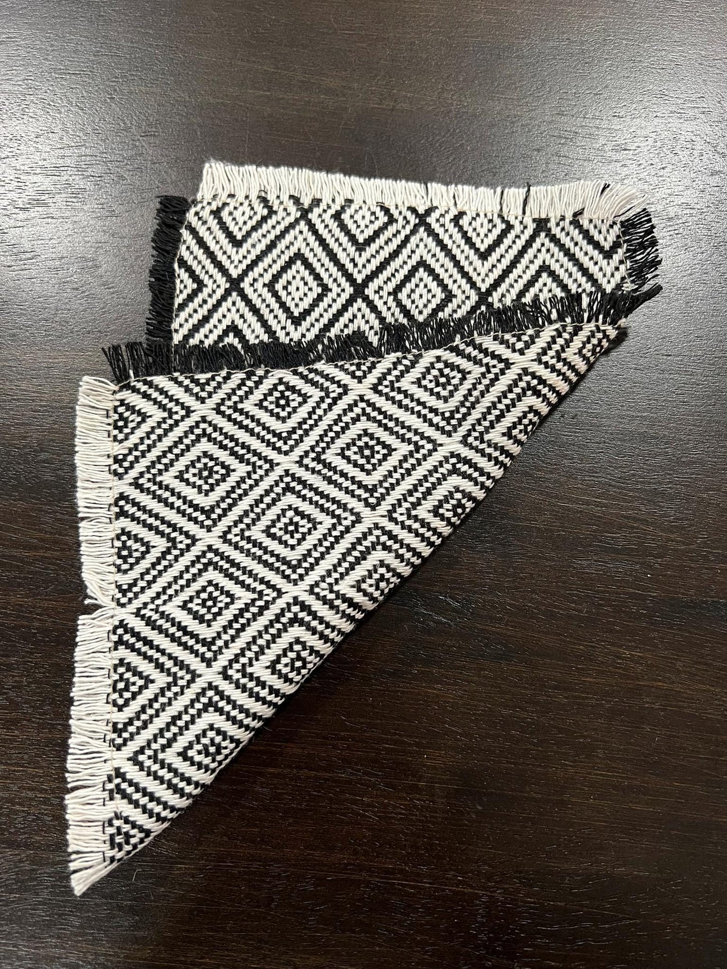 Dollhouse Miniature Knit Blanket or Rug | 1-12 Scale Black/White Diamond Pattern