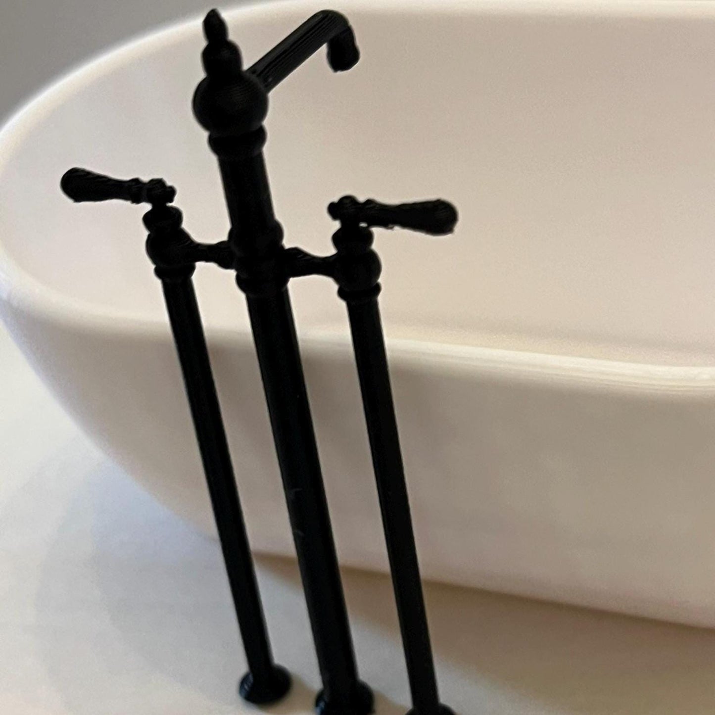 Miniature Farmhouse Bathtub Faucet | 1:12 Scale Dollhouse Bathroom Decor