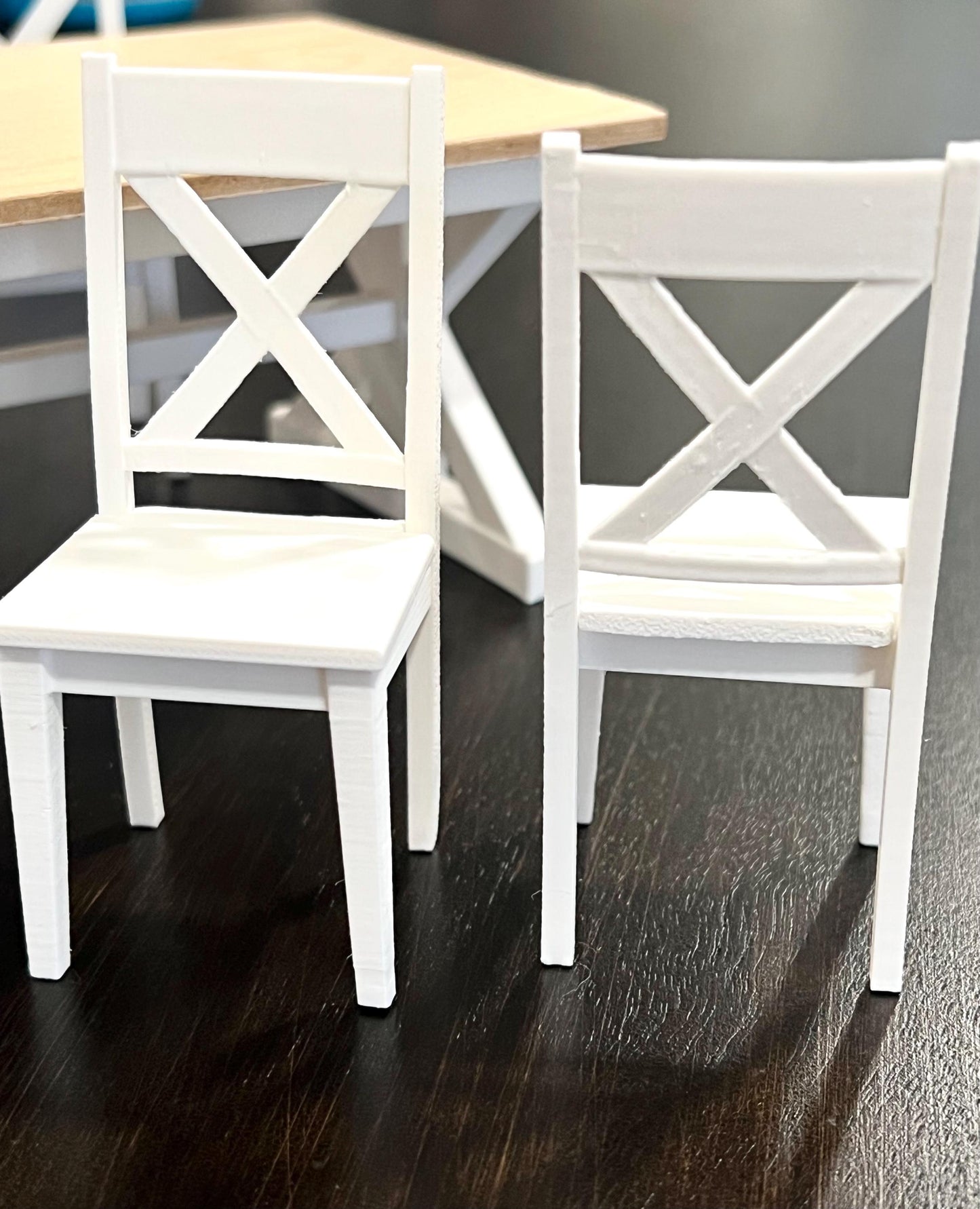 Dollhouse Miniature X-Back Dining Chairs | 1:12 Scale 3D Printed Mini Farmhouse Chairs