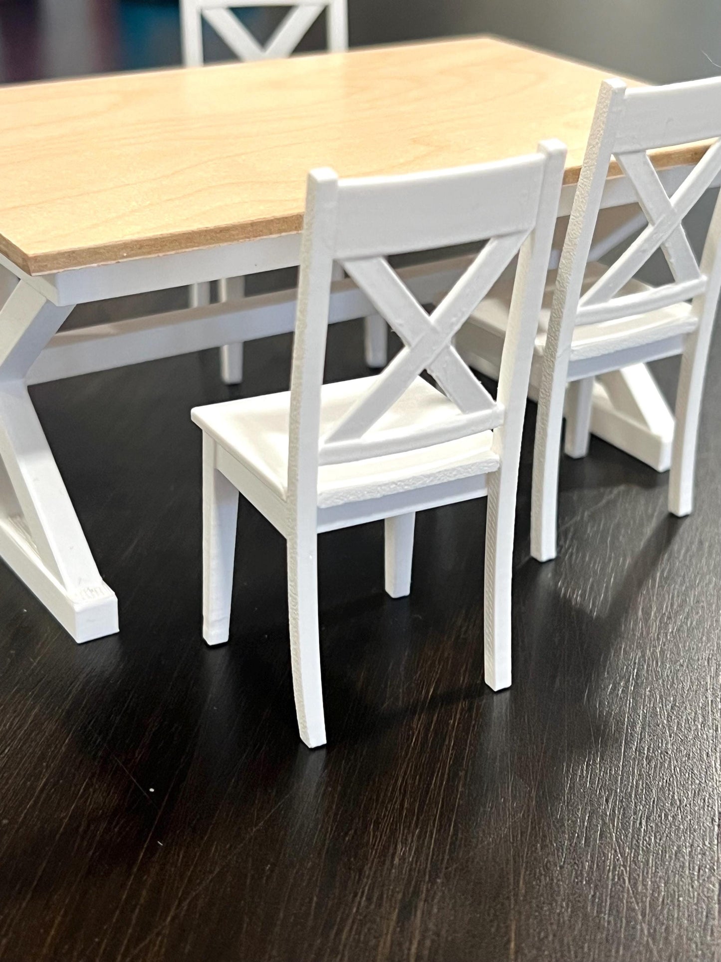 Dollhouse Miniature X-Back Dining Chairs | 1:12 Scale 3D Printed Mini Farmhouse Chairs
