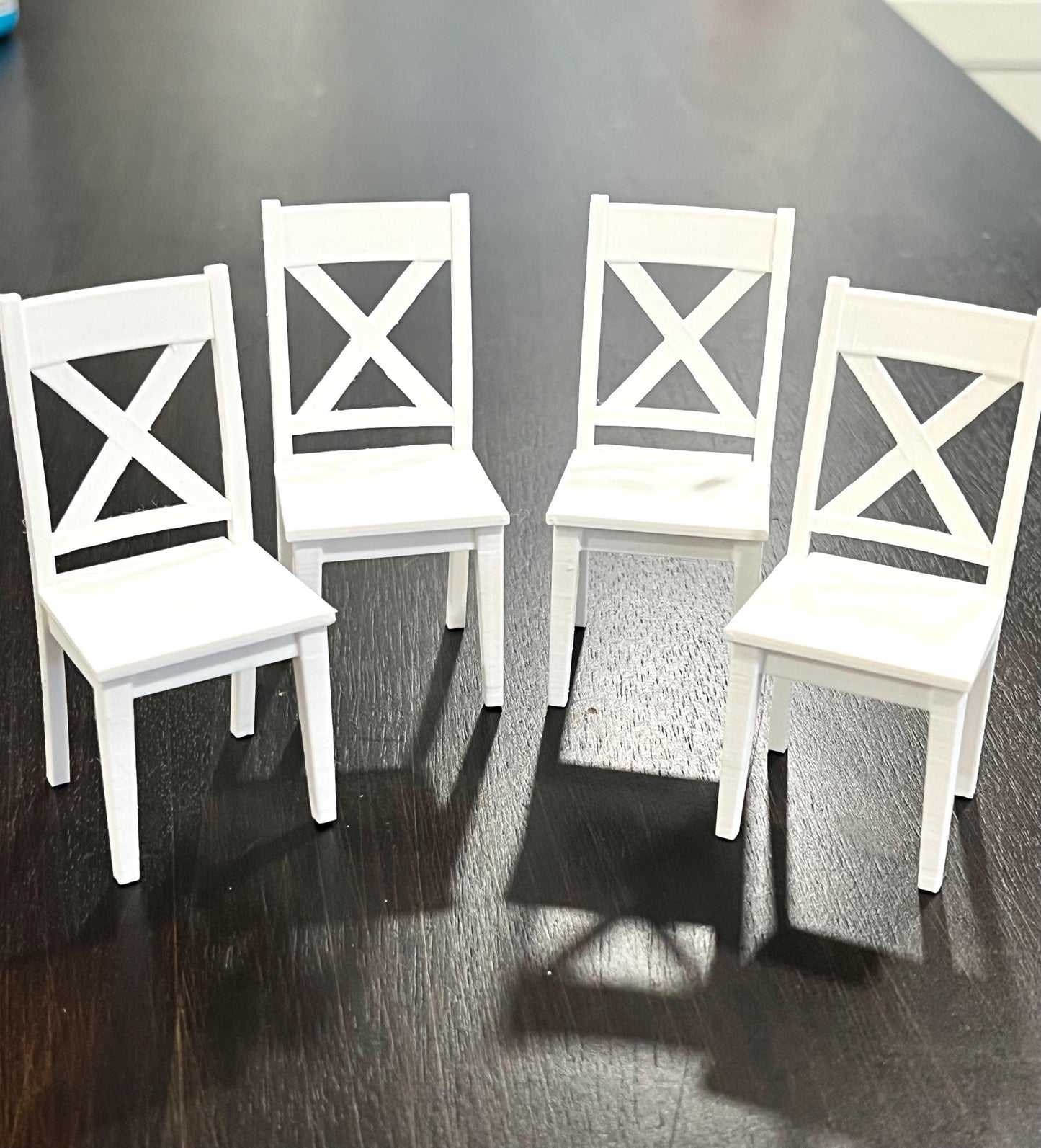 Dollhouse Miniature X-Back Dining Chairs | 1:12 Scale 3D Printed Mini Farmhouse Chairs
