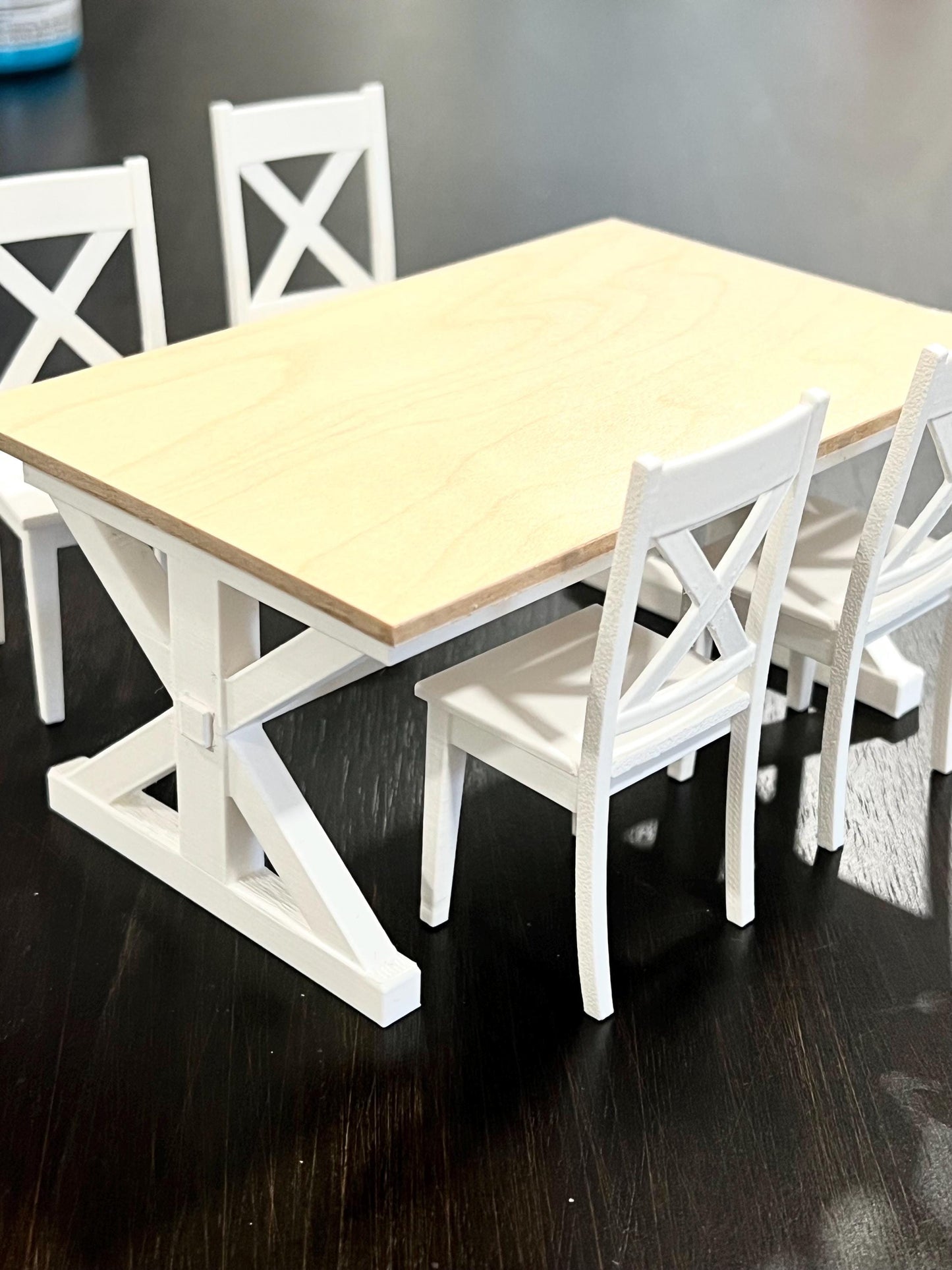 Dollhouse Miniature X-Back Dining Chairs | 1:12 Scale 3D Printed Mini Farmhouse Chairs